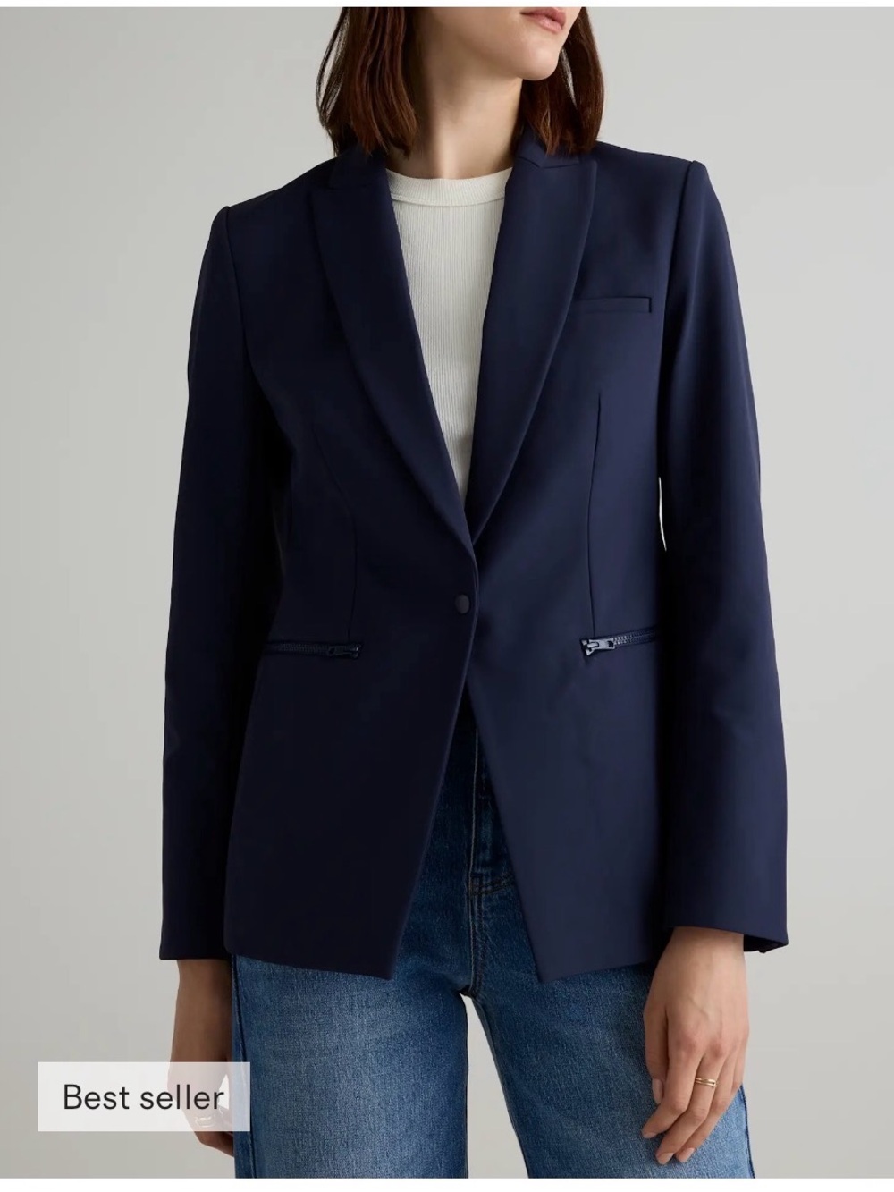 Bundle: Veronica Beard Jeans&Top, Quince Scuba Blazer w/Cashmere Dickey Insert - Picture 2 of 6